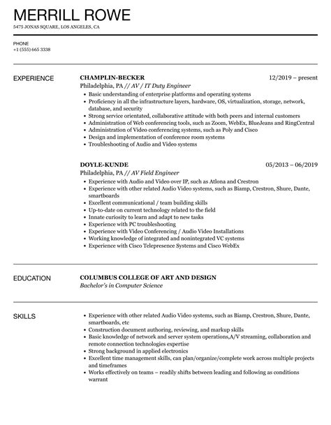 abbreviation for video conferencing on resume|Video Conference Engineer Resume Sample .